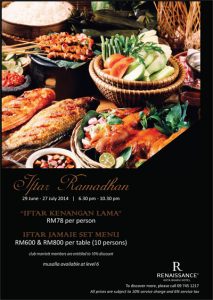 Ramadhan Buffet 2017 di Temptations @ Renaissance Kuala Lumpur