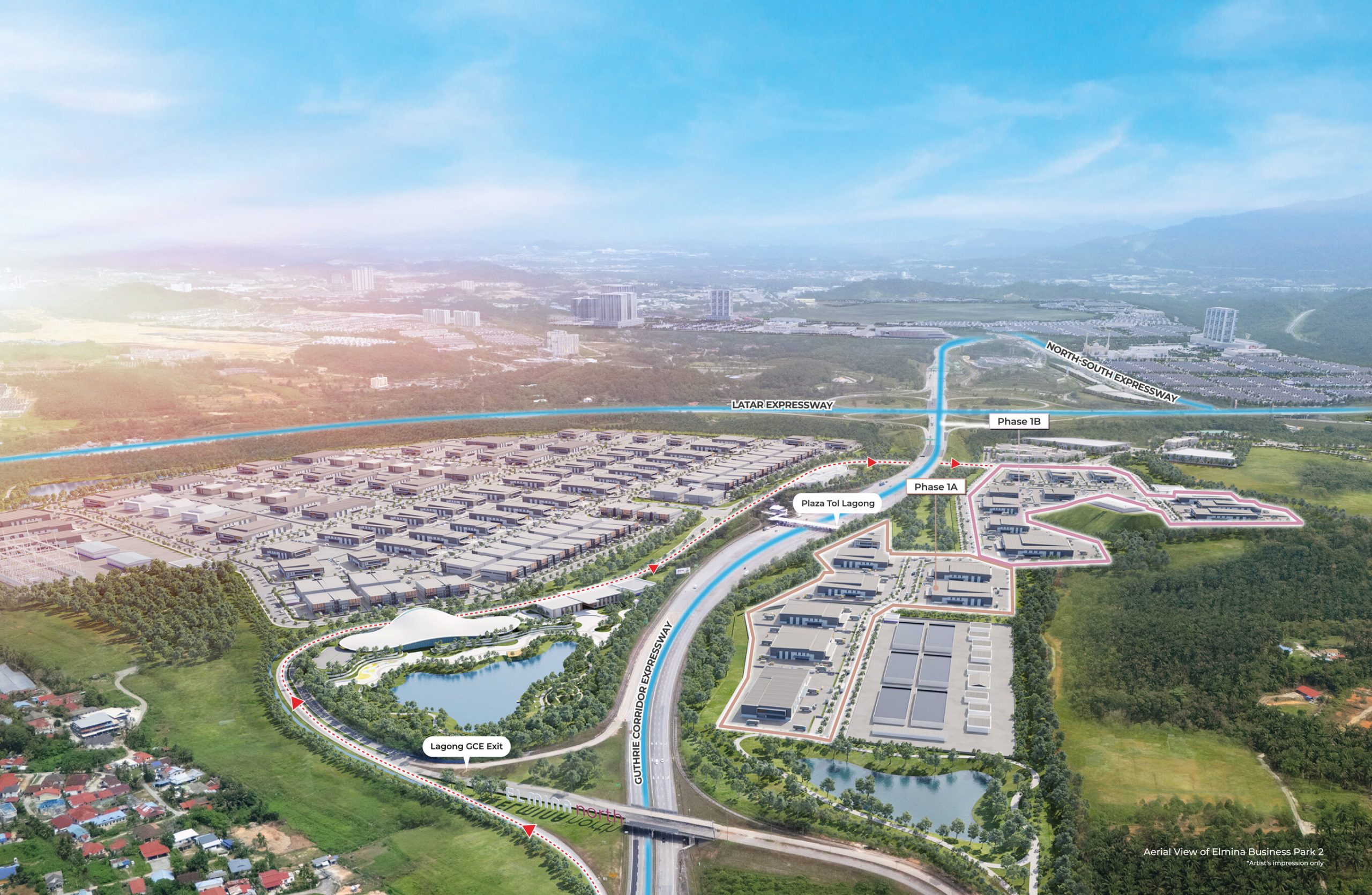 Elmina Business Park 2's prime location at the intersection of 3 major highways and its own dedicated entrance along GCE
