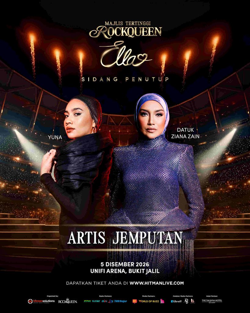 Poster pengumuman artis jemputan Yuna dan Datuk Ziana Zain untuk Konsert Sidang Penutup Ella